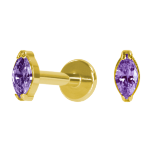LABRET TITÂNIO PVD R/I PONTO DE LUZ NAVETE LILÁS - 2 /4.5MM
