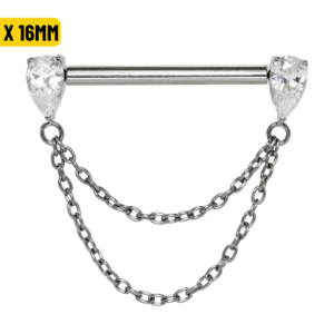 MAMILO TITÂNIO PUSH PIN GOTA C/ CORRENTE - 1.6 X 16MM