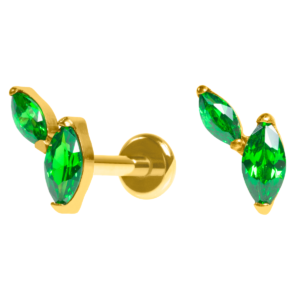 LABRET TITÂNIO PVD R/I 2 PÉTALAS - VERDE