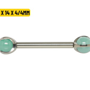 MAMILO TITÂNIO R/I C/ QUARTZO VERDE - 1.6 X 14 X 4/4MM