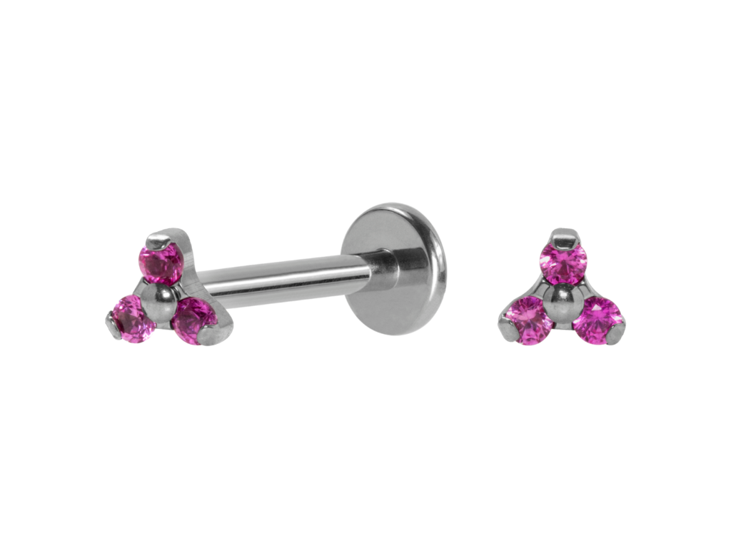 LABRET TITÂNIO R/I TRINITY C/ ZIRCÔNIA 4:3 - PINK