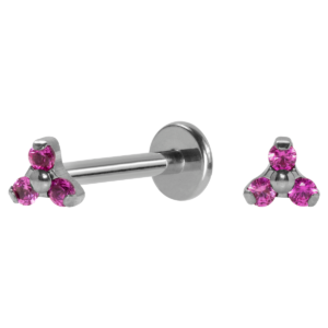 LABRET TITÂNIO R/I TRINITY C/ ZIRCÔNIA 4:3 - PINK