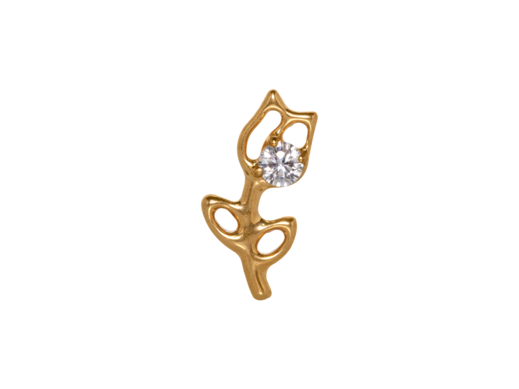 TOPO TITÂNIO PVD 0.9 (1.2MM) - ROSA C/ ZIRCÔNIA