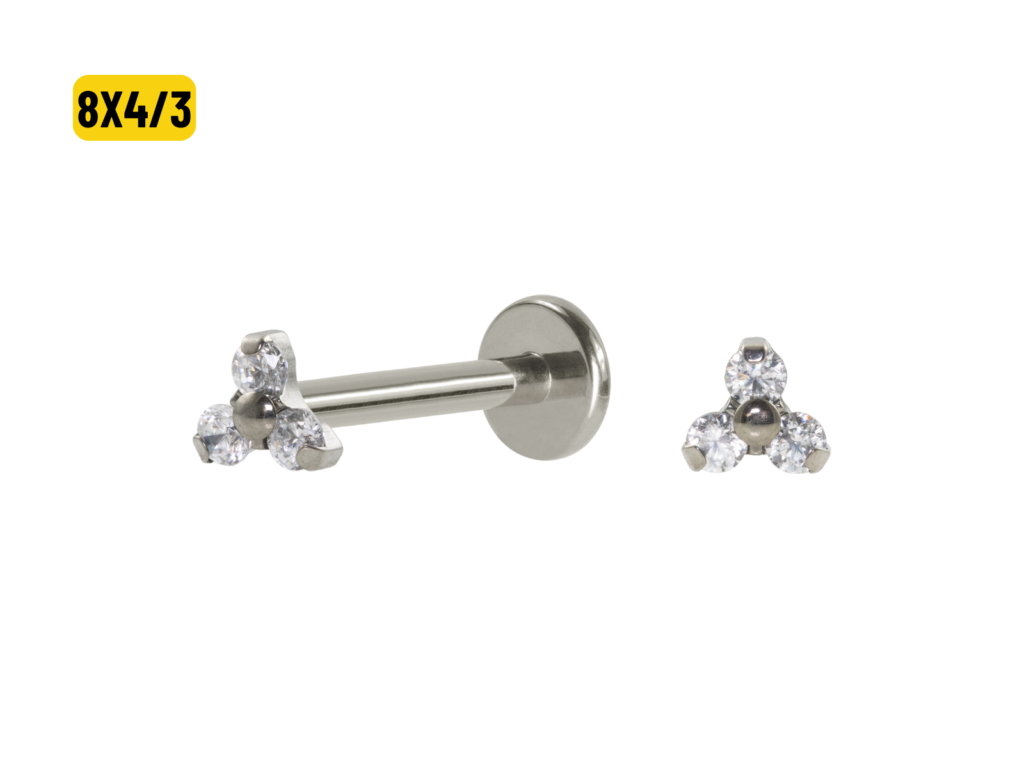 LABRET TITÂNIO R/I TRINITY C/ ZIRCÔNIA 8 X 4/3