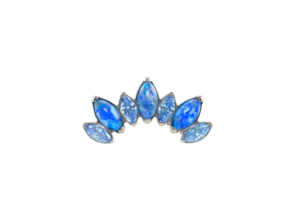 LABRET TITÂNIO R/I CLUSTER 7 PEDRAS OPALA - AZUL