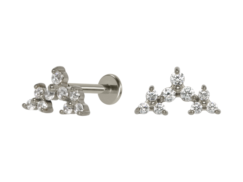 LABRET AÇO R/I CLUSTER TRINITY C/ ZIRCÔNIA