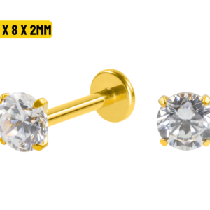 LABRET TITÂNIO PVD R/I C/ ZIRCÔNIA - 1.2 X 8 X 2MM