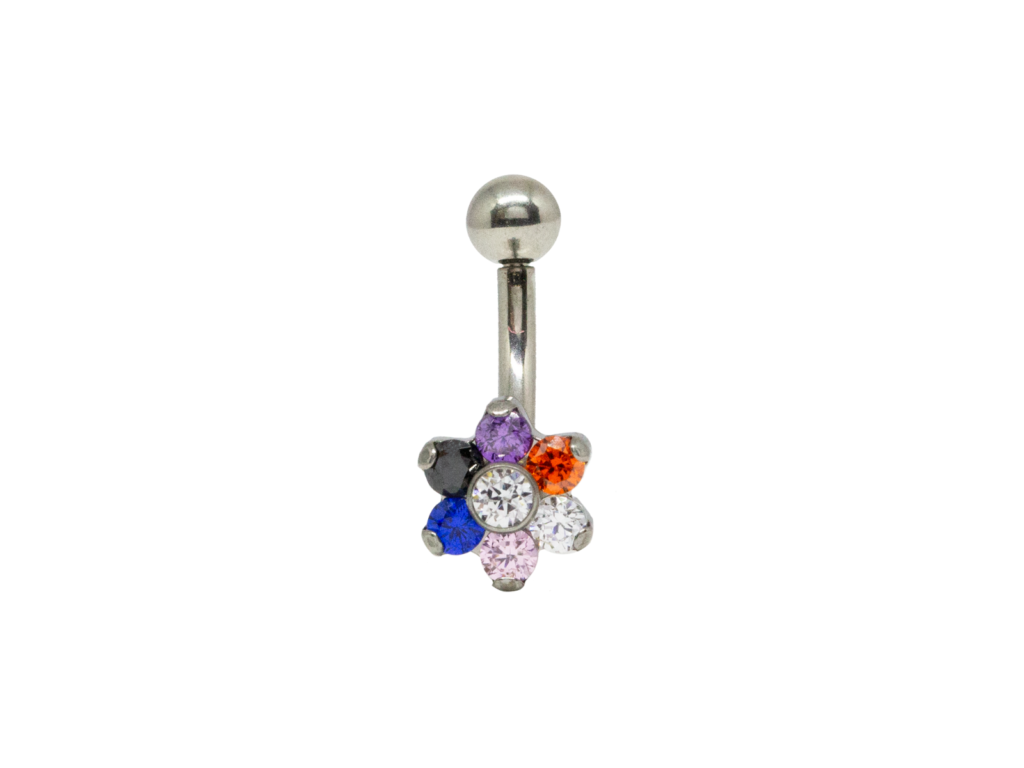MICRO CURVO TITÂNIO R/I FLOR MULTICOLOR