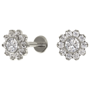 LABRET TITÂNIO R/I FLOR C/ ZIRCÔNIA