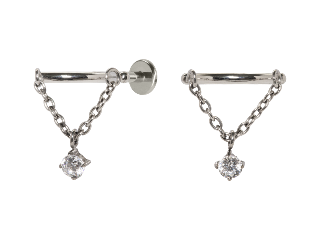 LABRET INVERTIDO TITÂNIO R/I CORRENTE C/ ZIRCÔNIA