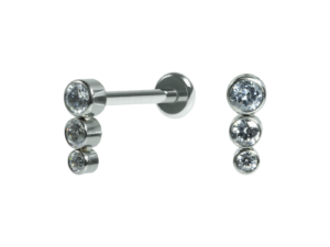LABRET AÇO R/I MINI CLUSTER 3 PEDRAS
