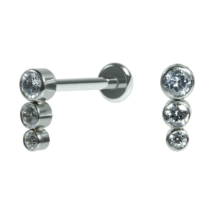 LABRET AÇO R/I MINI CLUSTER 3 PEDRAS