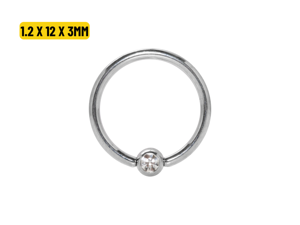 CAPTIVE AÇO C/ STRASS - 1.2 X 12 X 3MM