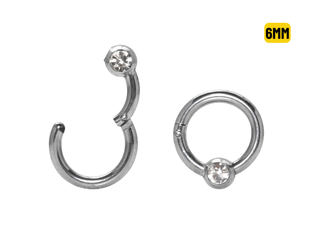CAPTIVE CLICKER AÇO C/ STRASS - 6MM
