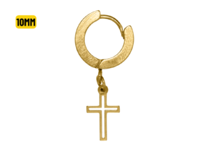ARGOLA CLICKER GOLD C/ CRUZ VAZADA – 10MM