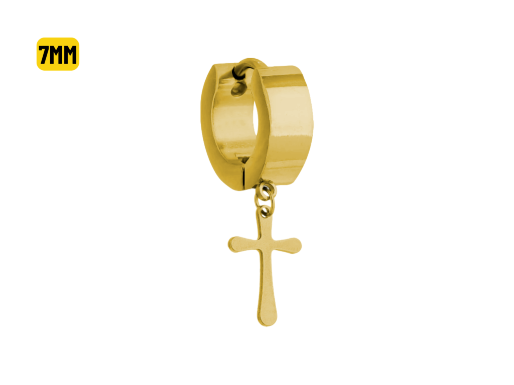 ARGOLA CLICKER C/ CRUZ BANHADA 7MM - UNIDADE