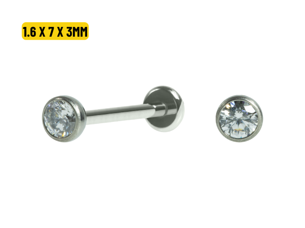 LABRET TITÂNIO PONTO DE LUZ PUSH PIN - 1.6 X 7 X 3MM