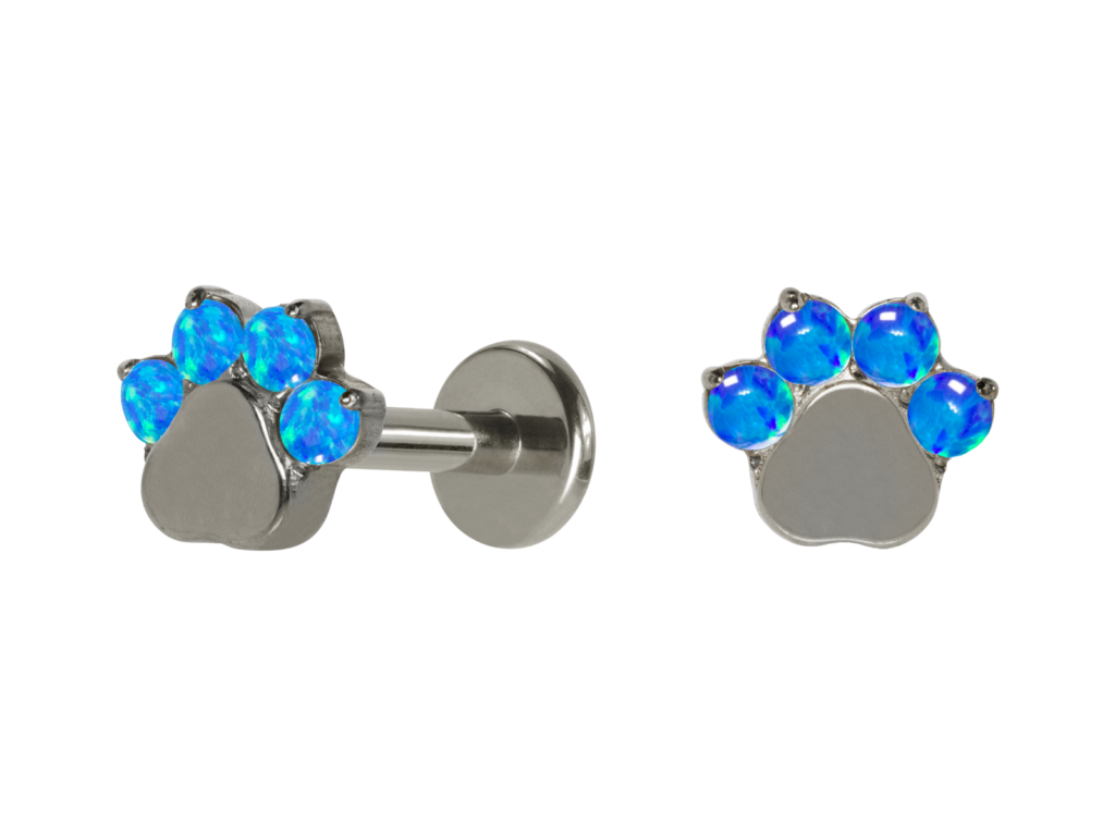 LABRET TITÂNIO R/I PATINHA C/ OPALA MOD2 - AZUL