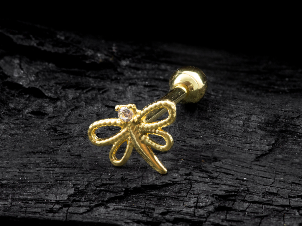 MICRO RETO OURO18K LIBÉLULA CO101 - AMARELO