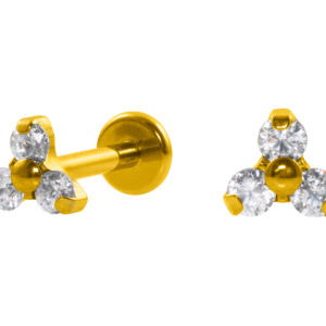 LABRET AÇO R/I TRINITY C/ ZIRCÔNIA 4:3 - PVD GOLD