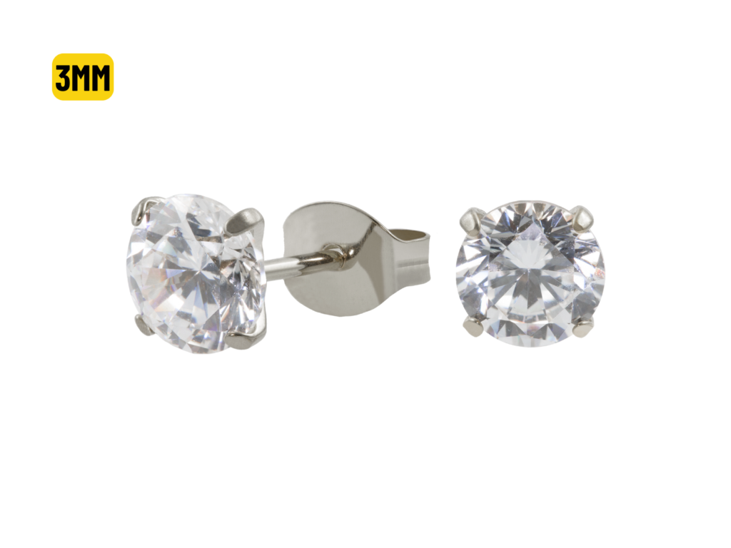 PAR BRINCO AÇO CIRÚRGICO C/ ZIRCÔNIA - 3MM