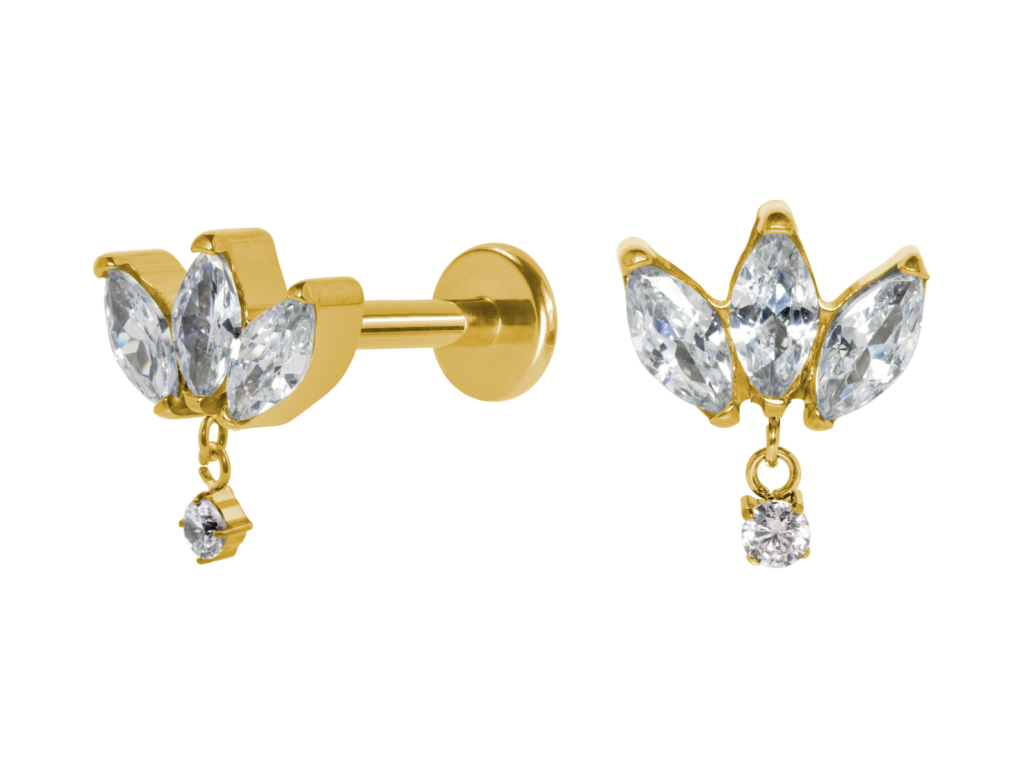 LABRET TITÂNIO PVD GOLD R/INTERNA PENDURICALHO LÓTUS