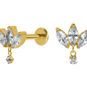 LABRET TITÂNIO PVD GOLD R/INTERNA PENDURICALHO LÓTUS