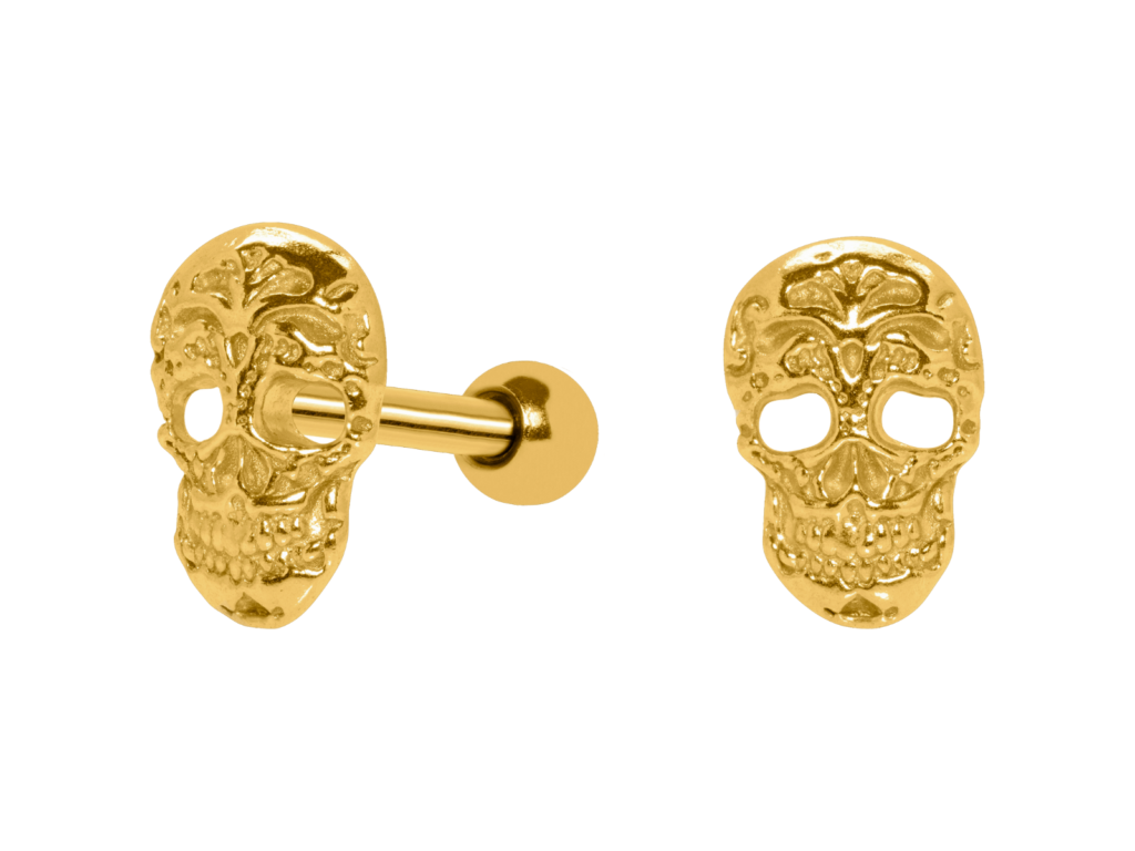 MICRO RETO CAVEIRA MEXICANA C35 - BANHADO A OURO