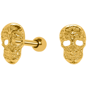 MICRO RETO CAVEIRA MEXICANA C35 - BANHADO A OURO