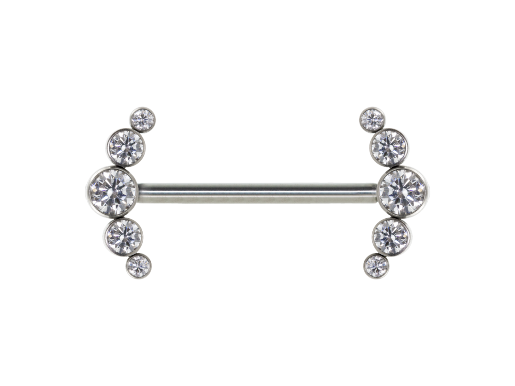 MAMILO TITÂNIO R/I CLUSTER 5 PEDRAS - 1.6 X 14MM