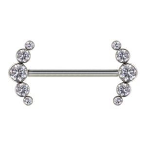 MAMILO TITÂNIO R/I CLUSTER 5 PEDRAS - 1.6 X 14MM