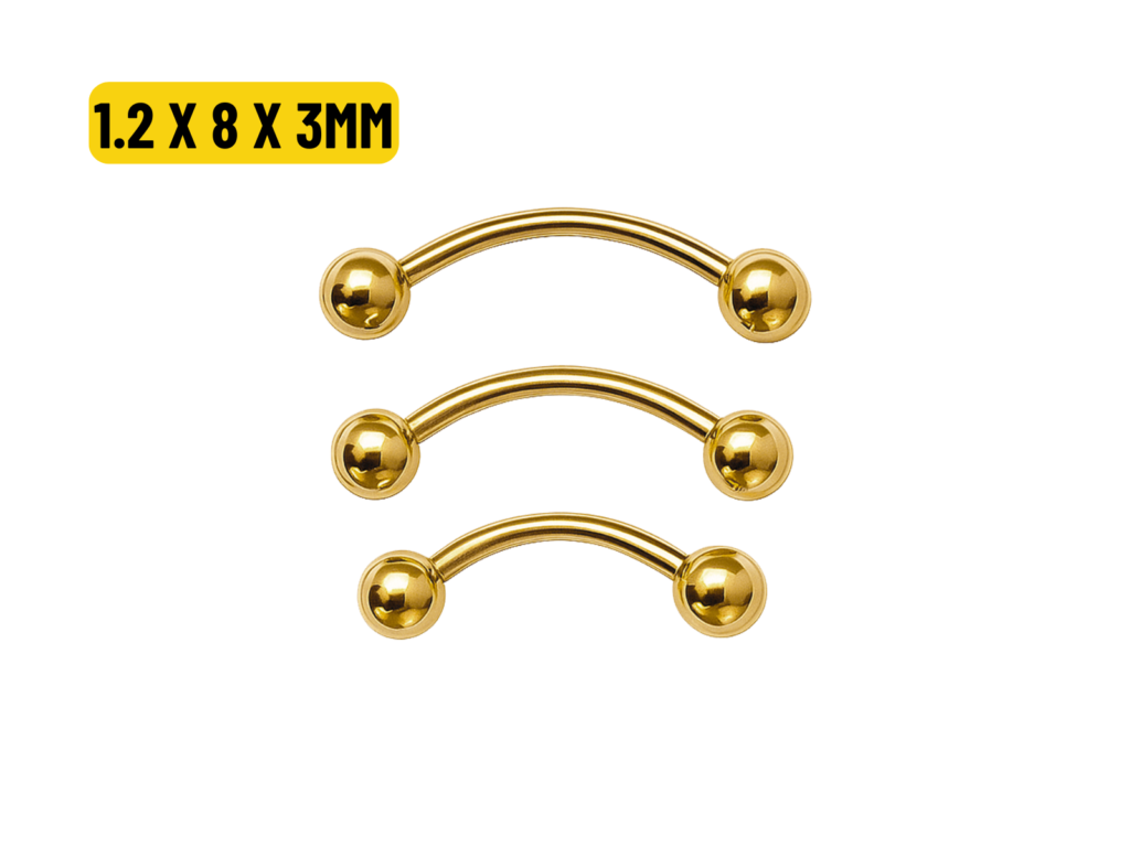 MICRO CURVO TITÂNIO PVD GOLD 1.2 X 8 X 3MM
