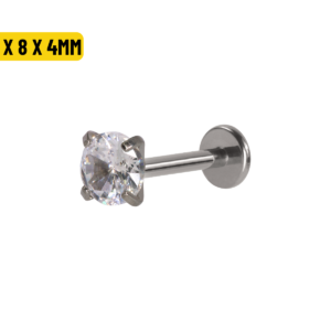 LABRET AÇO R/I C/ ZIRCÔNIA - 1.2 X 8 X 4MM