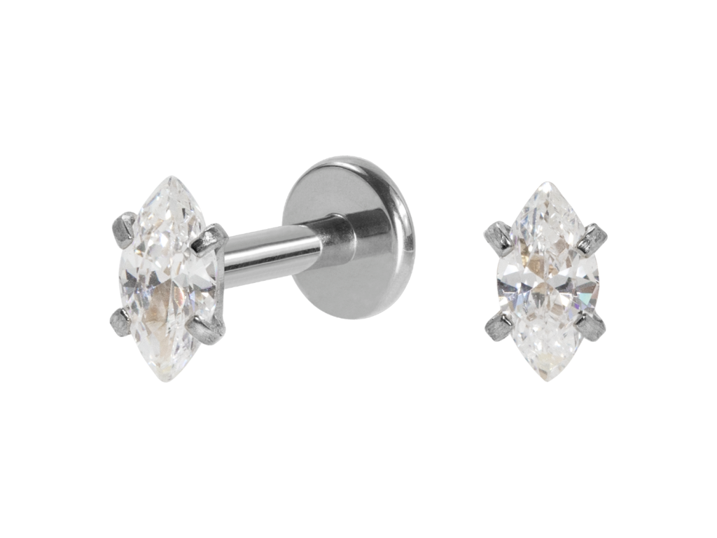 LABRET AÇO R/I PONTO DE LUZ NAVETE - 3MM