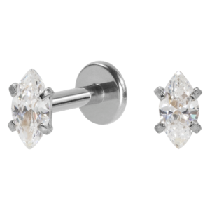 LABRET AÇO R/I PONTO DE LUZ NAVETE - 3MM