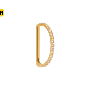 MEIA ARGOLA CLICKER TITÂNIO PVD INTEIRA C/ PEDRA - 9MM