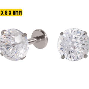 LABRET TITÂNIO R/I C/ ZIRCÔNIA - 1.2 X 8 X 6MM