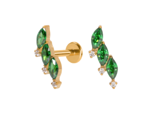 LABRET TITÂNIO PVD R/I CLUSTER C/ ZIRCÔNIA – VERDE