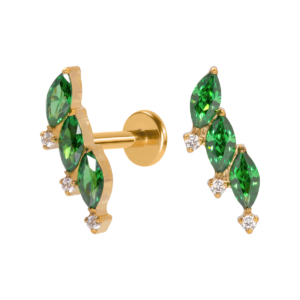 LABRET TITÂNIO PVD R/I CLUSTER C/ ZIRCÔNIA - VERDE