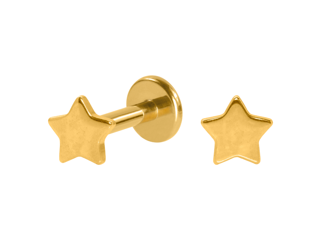 LABRET TITÂNIO PVD GOLD R/I ESTRELA