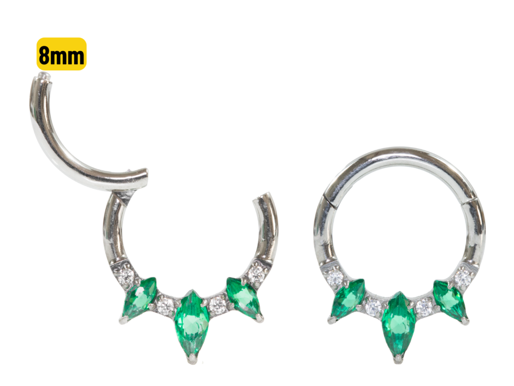 SEGMENTO CLICKER TITÂNIO FRONTAL C/ ZIRCÔNIA VERDE - 8MM