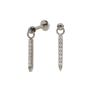 LABRET TITÂNIO R/I PINGENTE BARRA C/ PEDRA PEQUENA