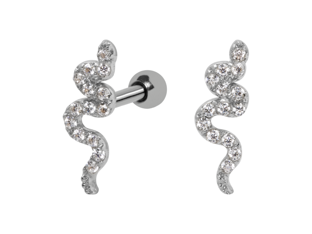 MICRO RETO OURO 18K COBRA CRAVEJADA BR08 - BRANCO
