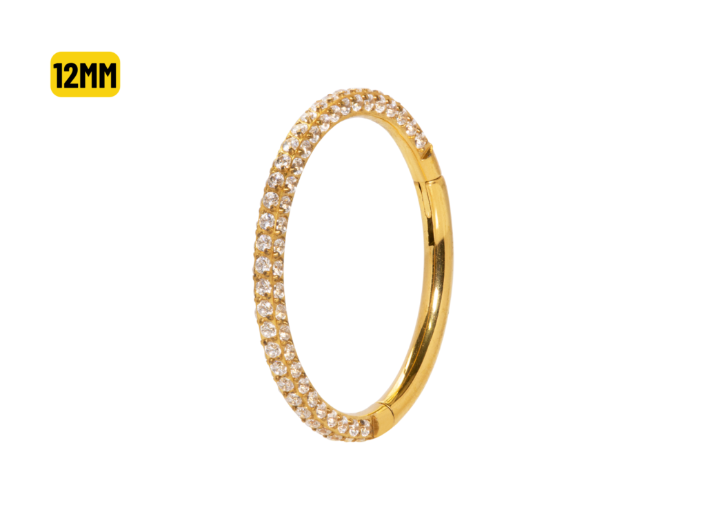 SEGMENTO CLICKER TIT PVD GOLD 3 FILEIRAS CRAVEJADAS - 12MM