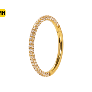 SEGMENTO CLICKER TIT PVD GOLD 3 FILEIRAS CRAVEJADAS - 12MM