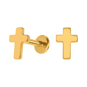 LABRET AÇO PVD GOLD R/I CRUZ