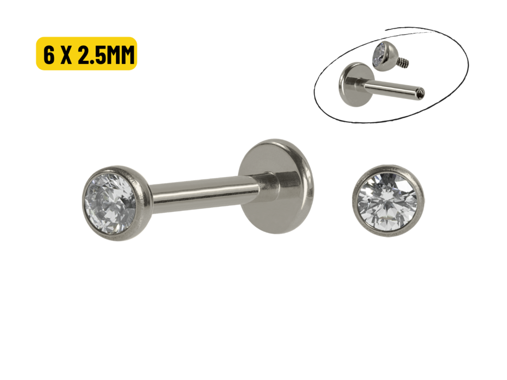 LABRET TITÂNIO R/I CRAVAÇÃO INGLESA - 6 X 2.5MM