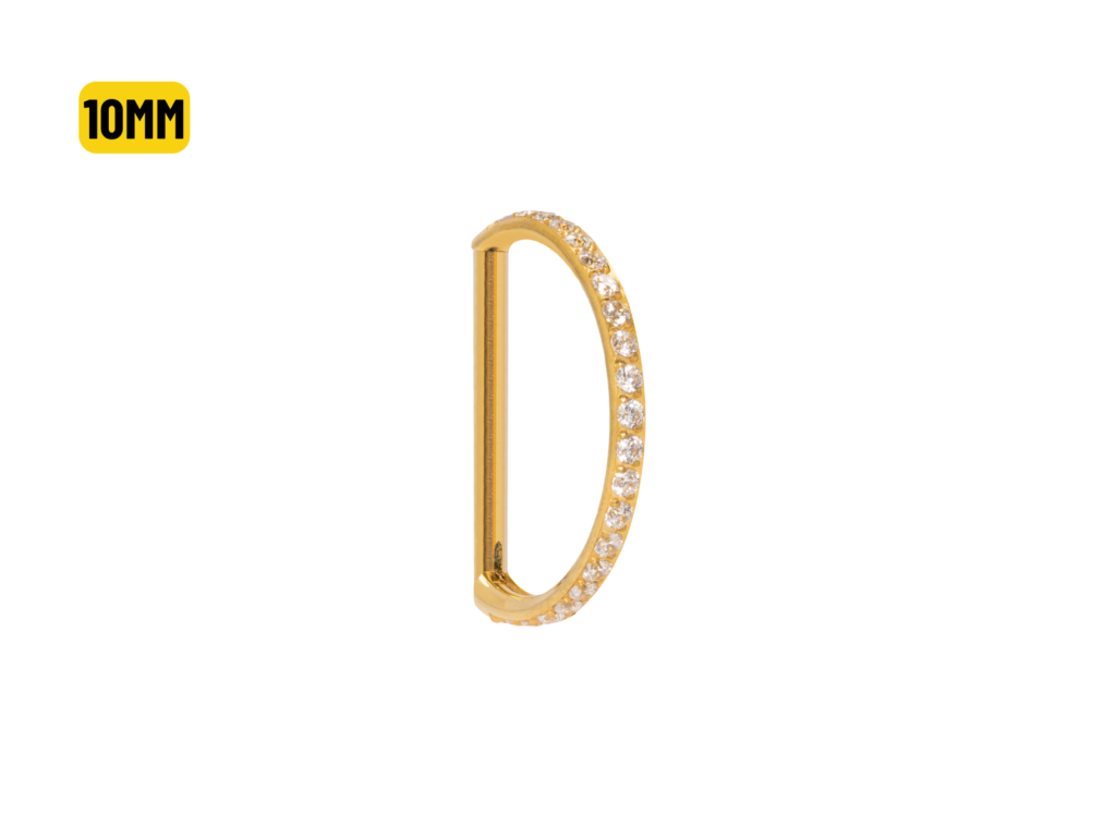 MEIA ARGOLA CLICKER TITÂNIO PVD INTEIRA C/ PEDRA - 10MM