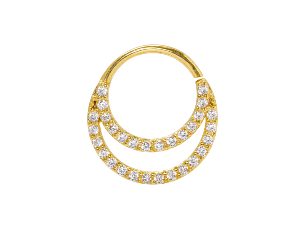 ARGOLA TORÇÃO DUPLA CRAVEJADA P127 - BANHADO A OURO