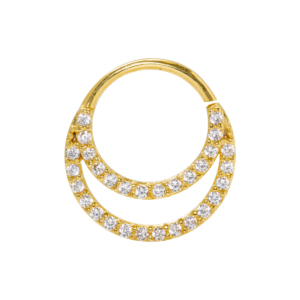 ARGOLA TORÇÃO DUPLA CRAVEJADA P127 - BANHADO A OURO